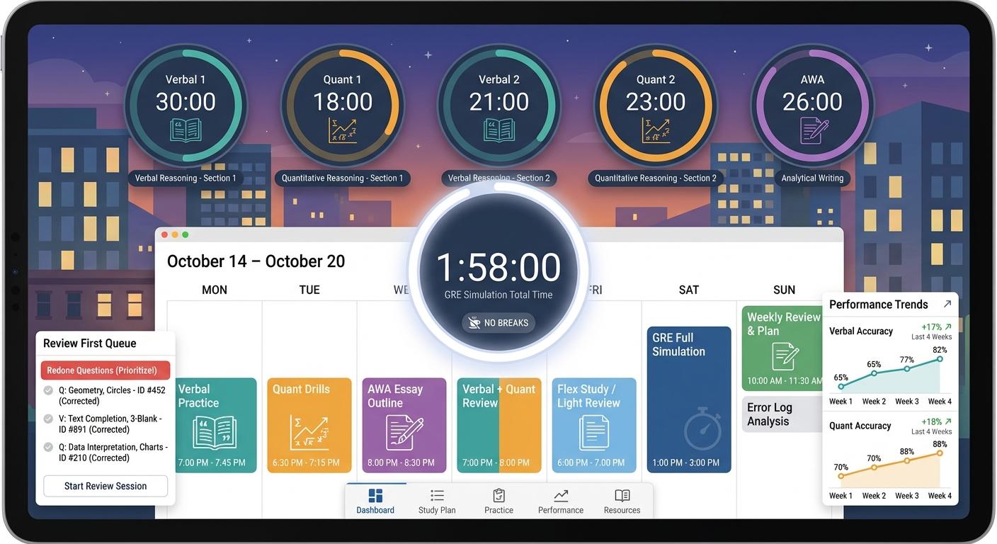 GRE Study Plan for Working Full Time (6–10 Hours/Week)