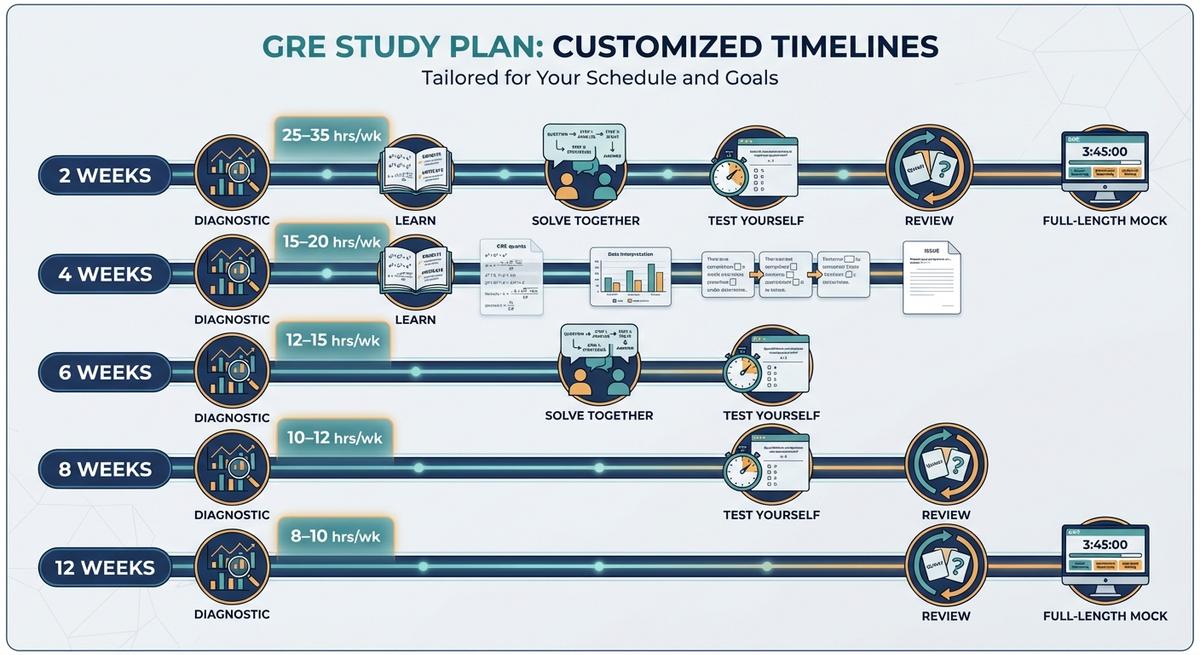GRE Study Plans Hub: Pick the Right Timeline (2 Weeks to 3 Months)