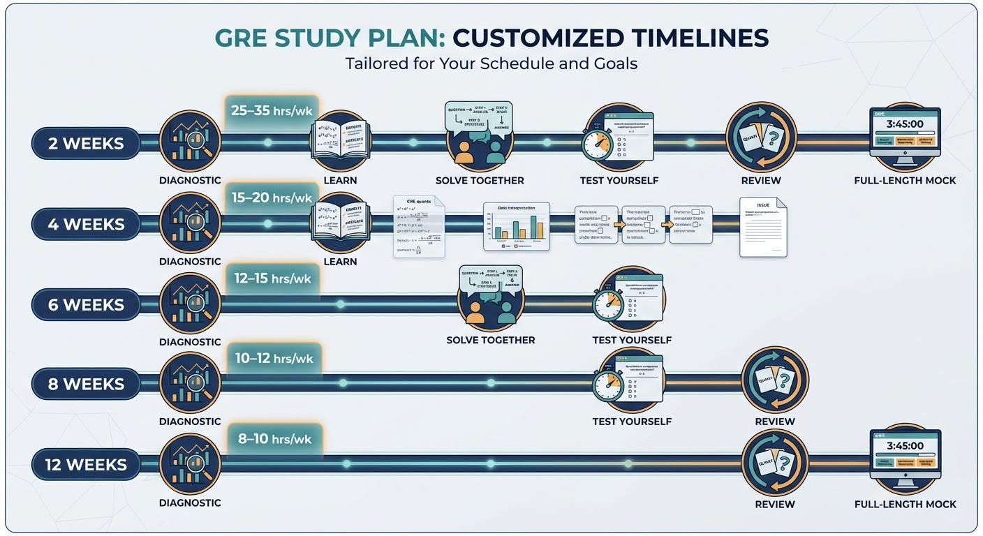 GRE Study Plans Hub: Pick the Right Timeline (2 Weeks to 3 Months)